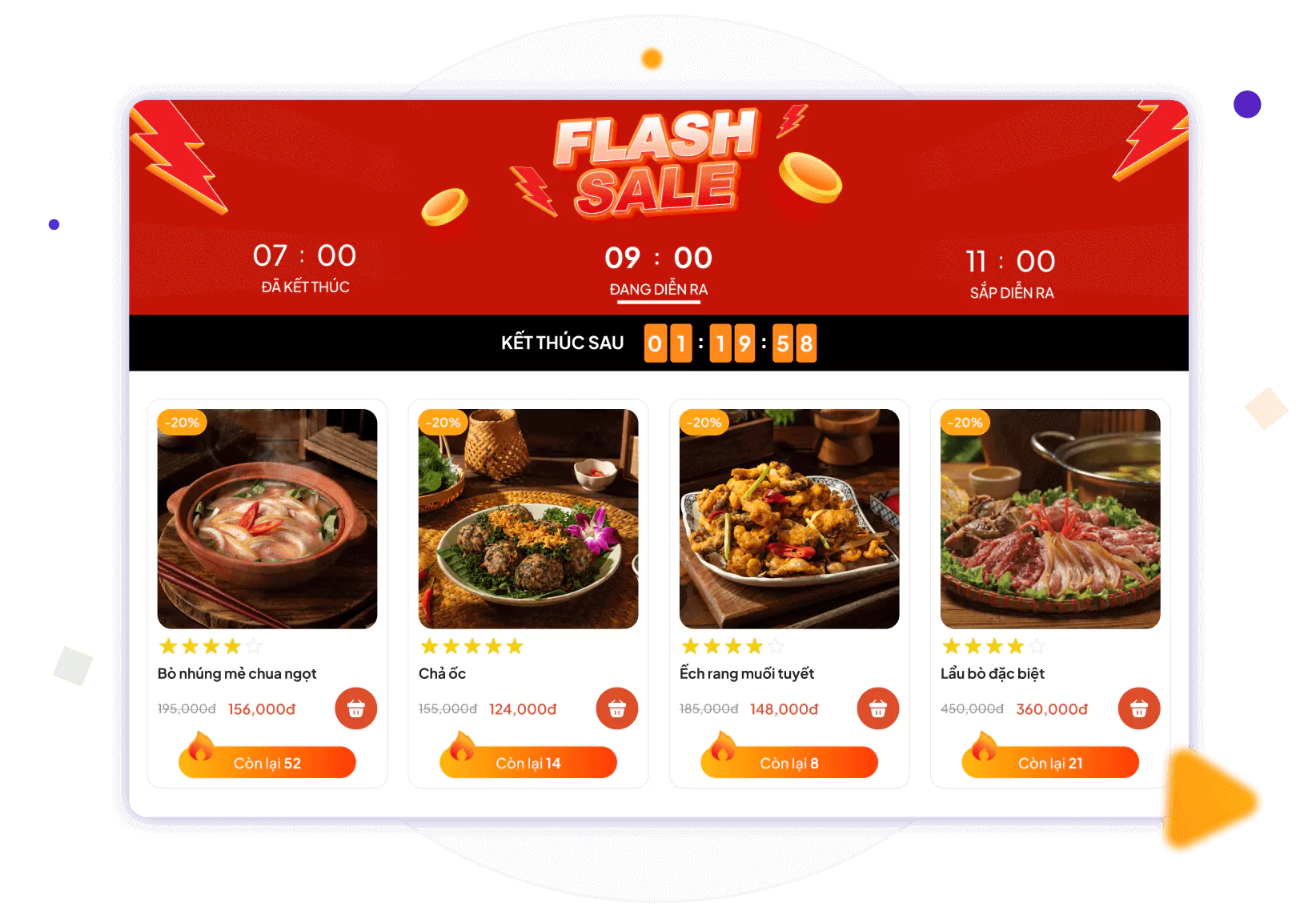 Đẩy nhanh tốc độ bán hàng với
                                    Flash Sale