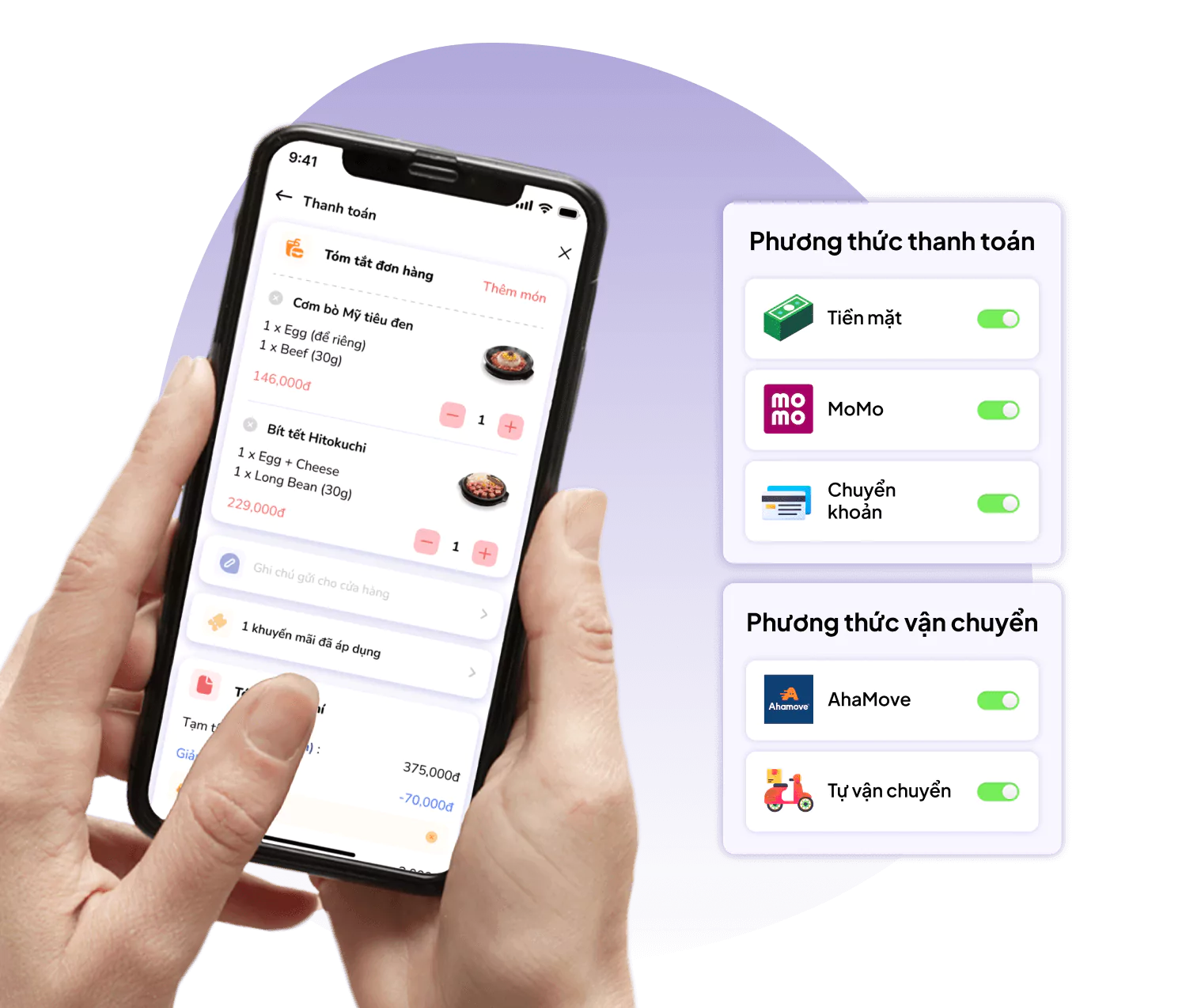 Tích hợp đa dạng phương thức thanh toán và vận chuyển tiện lợi
