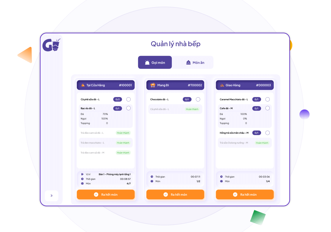 Chuyển tiếp đơn đặt món nhanh chóng đến nhà bếp
