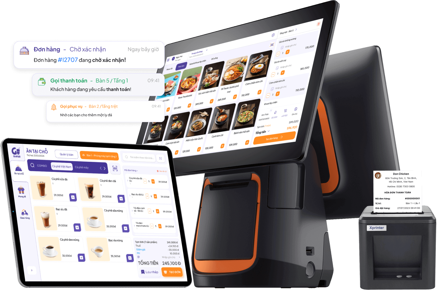 Phần mềm POS của GoF&B tích hợp trơn tru với các thiết bị phần cứng chuyên nghiệp